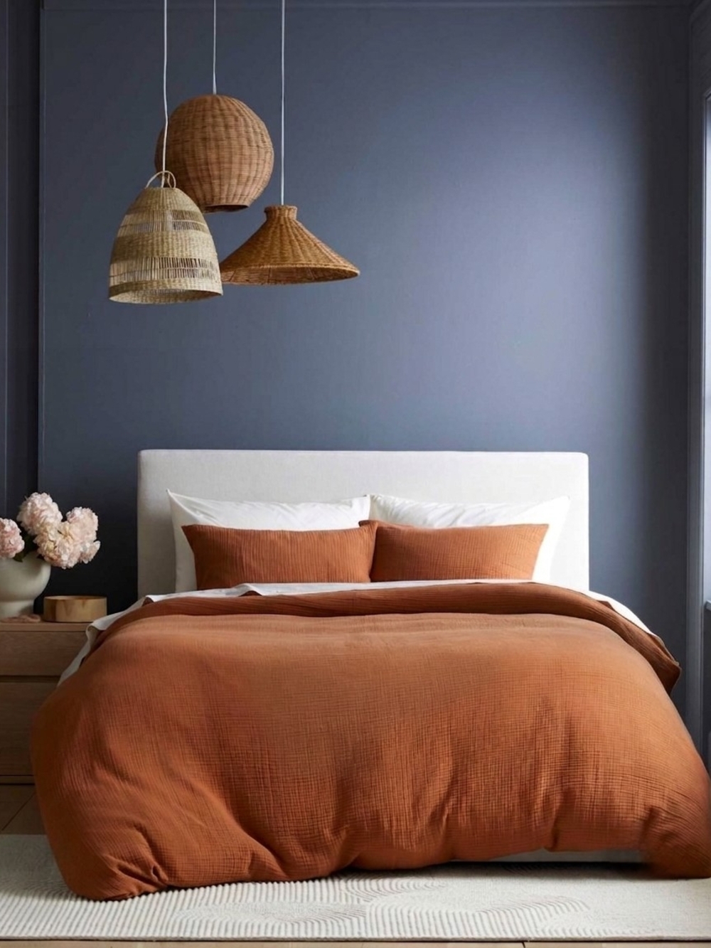 NIB Quince King/CalKing Organic Cotton Gauze Duvet 3pc Set, Terracotta